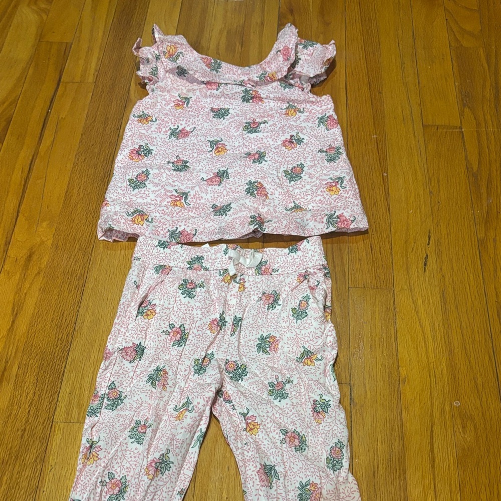 Janie and Jack Floral Set - Pink and Green